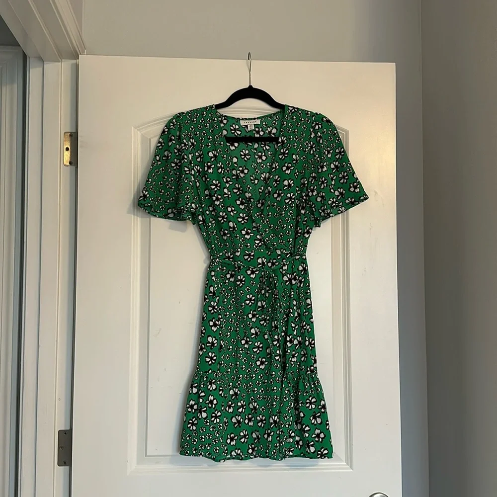 Topshop Green Floral Dress - Size 4